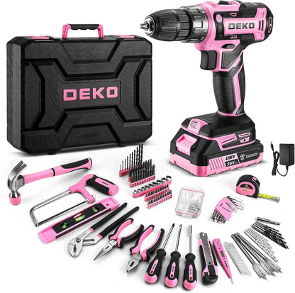 DEKO Pink 20V Cordless Drill Tool Kit Set - Smarsty