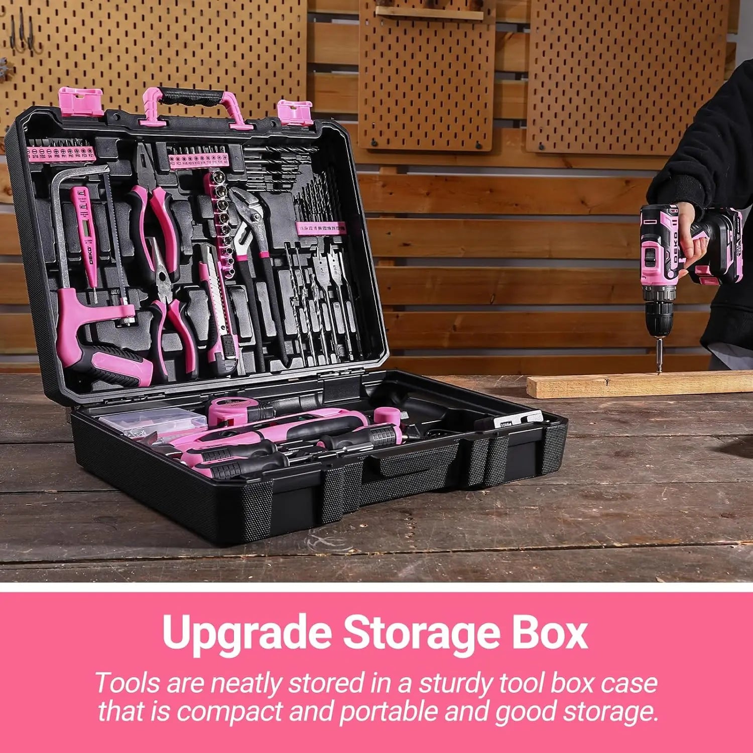 DEKO Pink 20V Cordless Drill Tool Kit Set - Smarsty