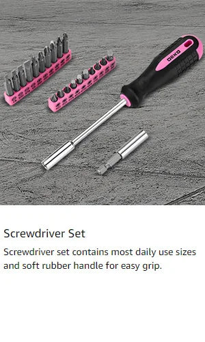 DEKO Pink 20V Cordless Drill Tool Kit Set - Smarsty
