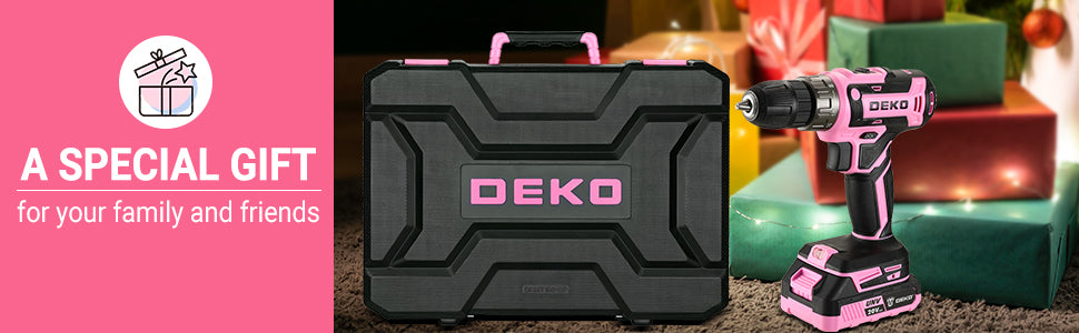 DEKO Pink 20V Cordless Drill Tool Kit Set - Smarsty