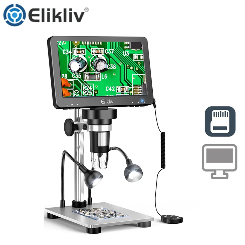 Elikliv 7 Inch 1080P Digital Microscope with LED Lights - Smarsty