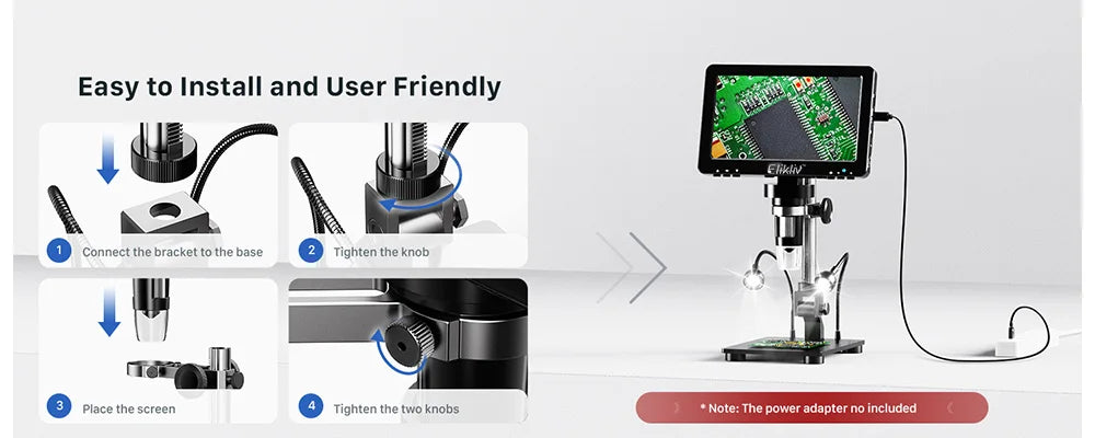 Elikliv 7 Inch 1080P Digital Microscope with LED Lights - Smarsty