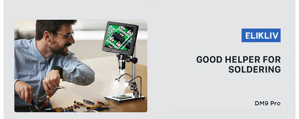 Elikliv 7 Inch 1080P Digital Microscope with LED Lights - Smarsty