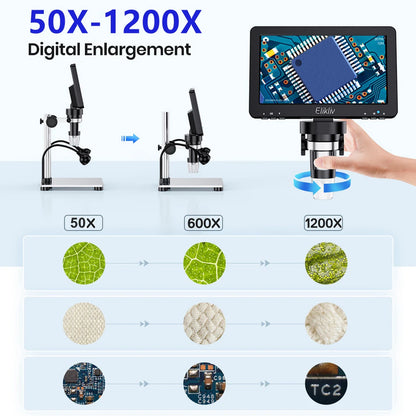 Elikliv 7 Inch 1080P Digital Microscope with LED Lights - Smarsty