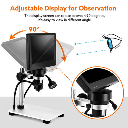 Elikliv 7 Inch 1080P Digital Microscope with LED Lights - Smarsty