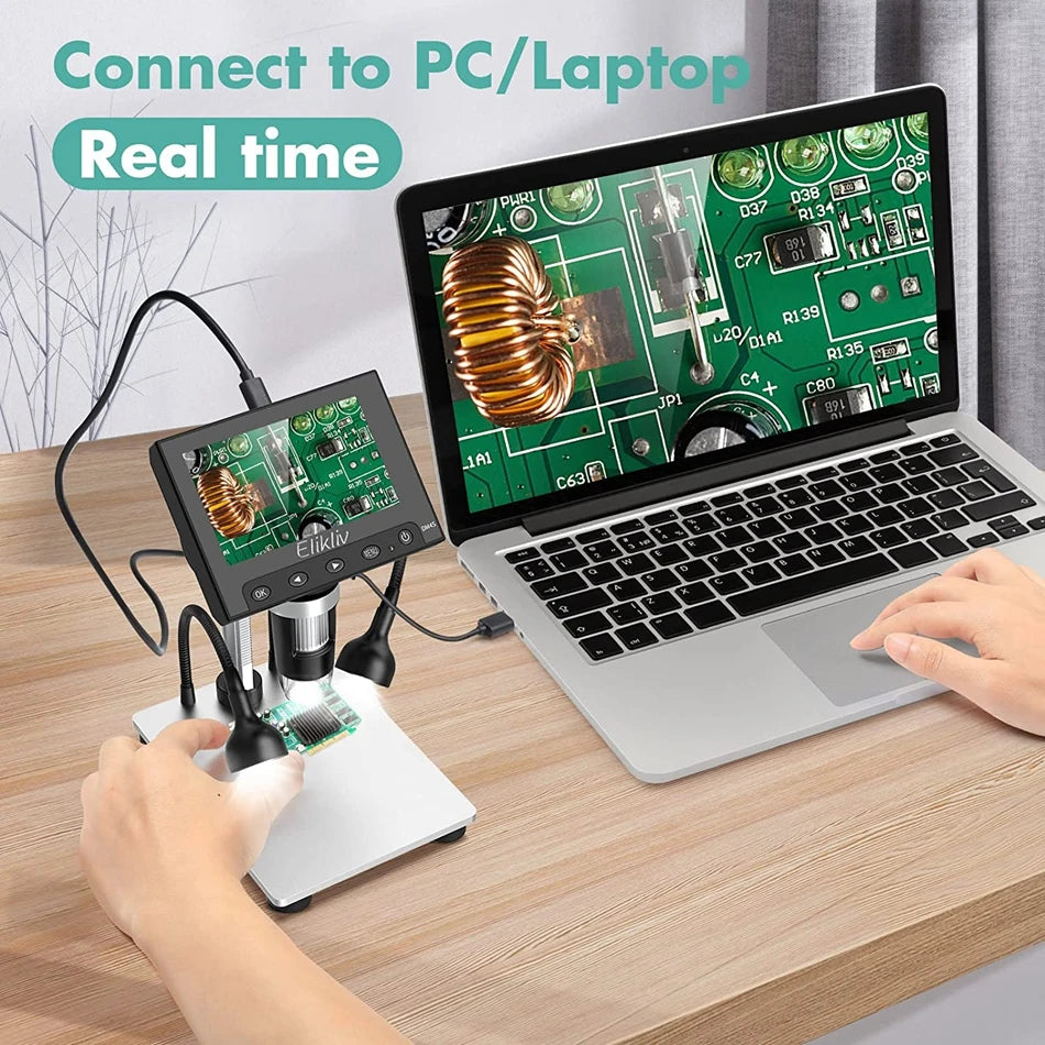 Elikliv 7 Inch 1080P Digital Microscope with LED Lights - Smarsty