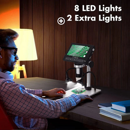 Elikliv 7 Inch 1080P Digital Microscope with LED Lights - Smarsty
