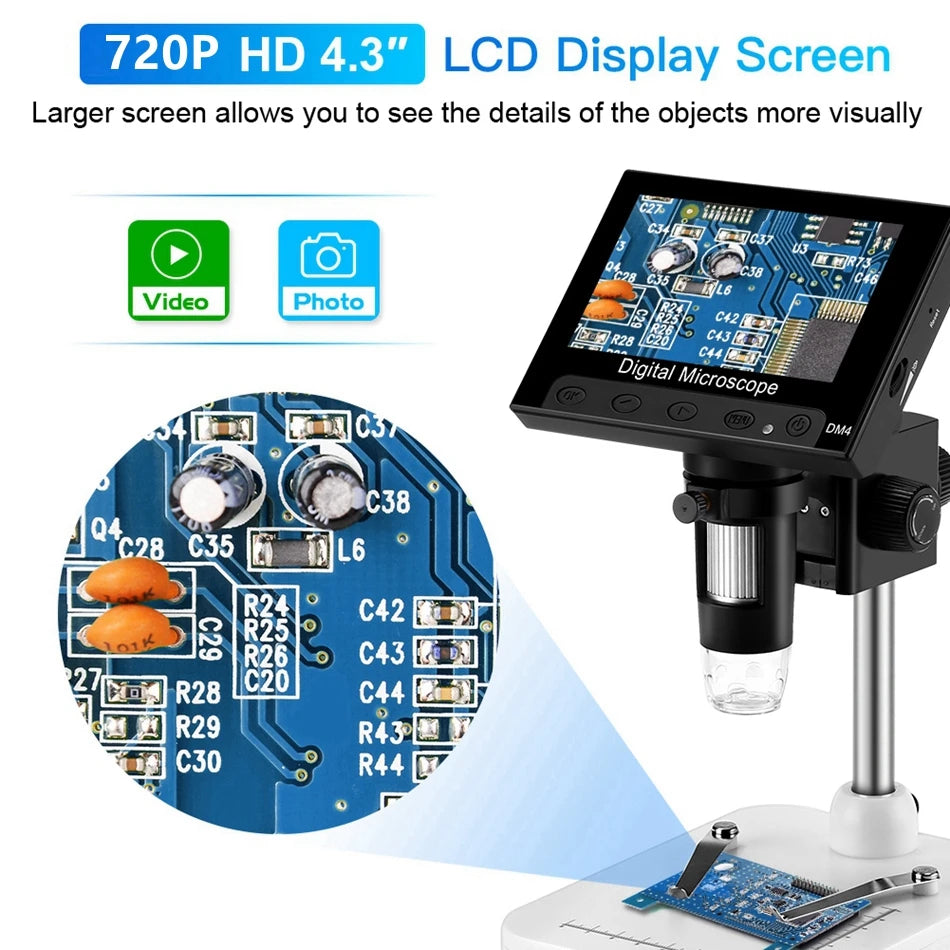 Elikliv 7 Inch 1080P Digital Microscope with LED Lights - Smarsty
