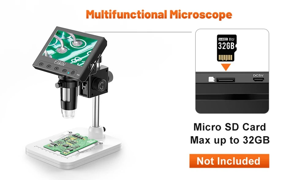 Elikliv 7 Inch 1080P Digital Microscope with LED Lights - Smarsty