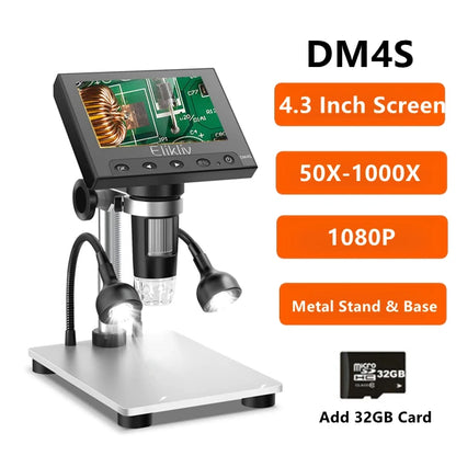 Elikliv 7 Inch 1080P Digital Microscope with LED Lights - Smarsty