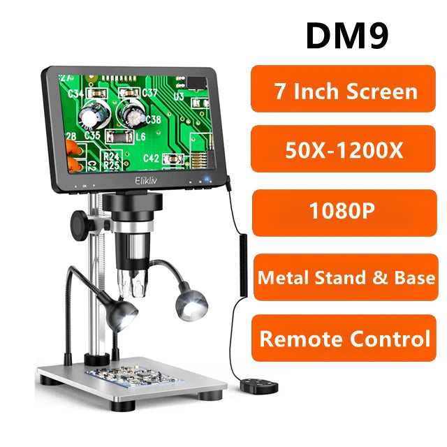Elikliv 7 Inch 1080P Digital Microscope with LED Lights - Smarsty