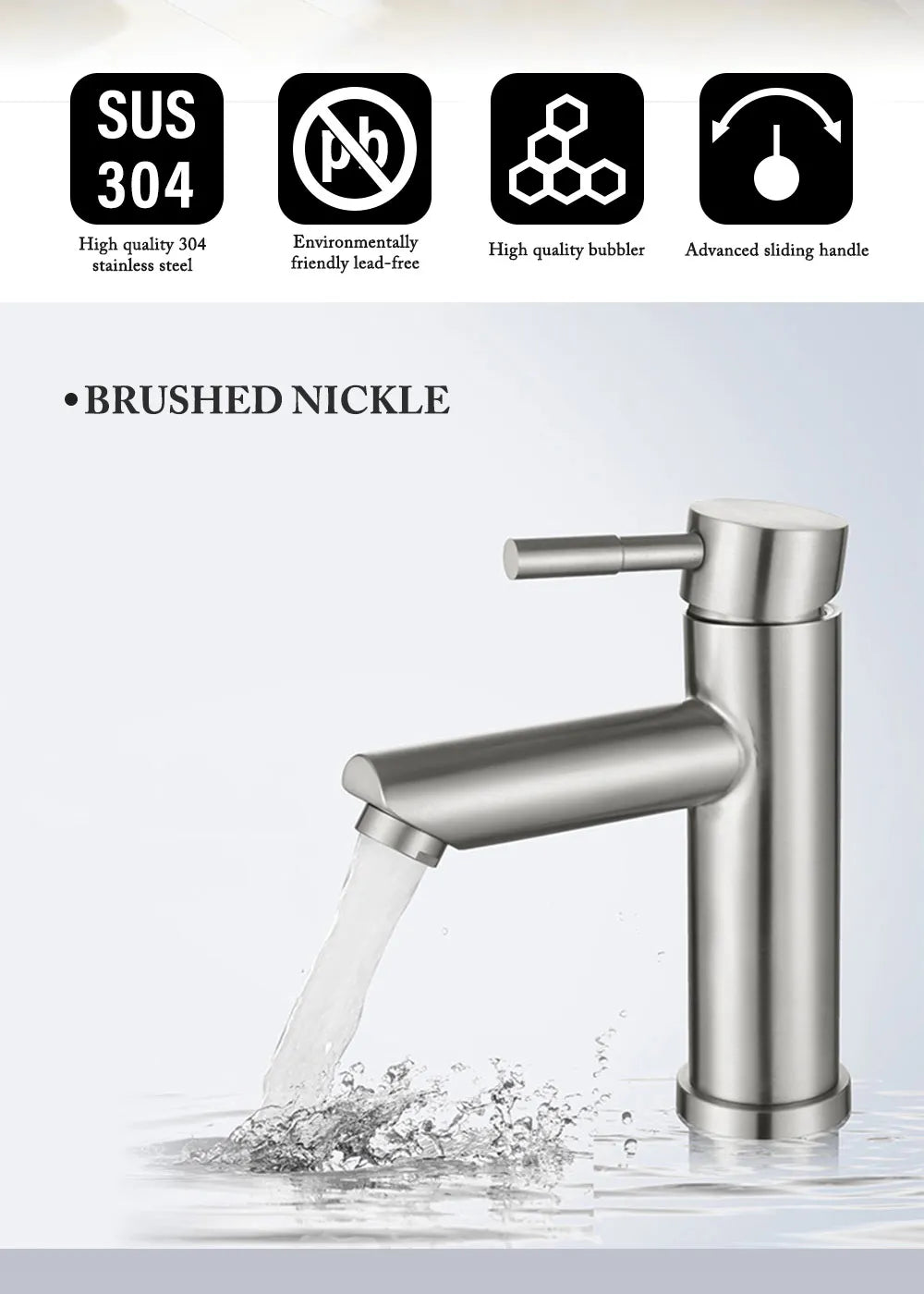 Black Square Bathroom Faucet Hot and Cold Mixer - Smarsty