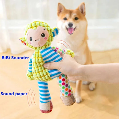Interactive Plush Dog Toy for Teeth Cleaning and Squeaking - Smarsty