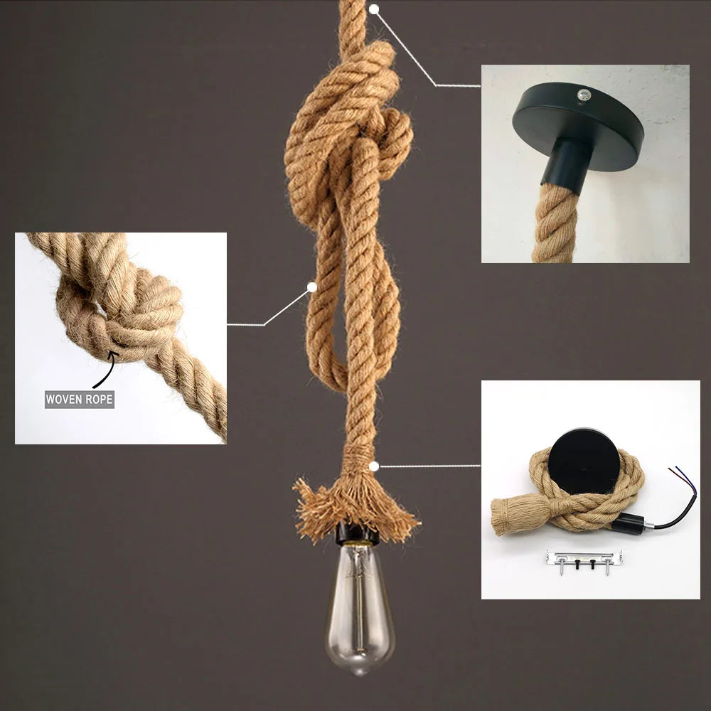 Vintage Hemp Rope Pendant Light for Industrial Decor - Smarsty