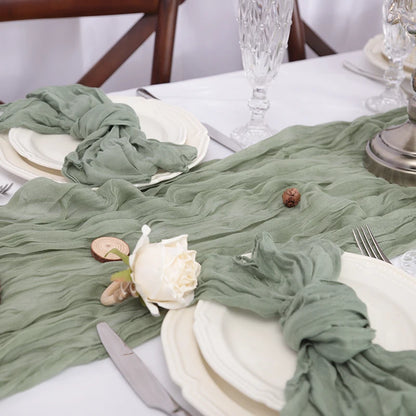Rustic Cheese Cloth Table Runner for Weddings and Events - Smarsty