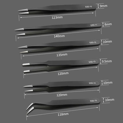 Precision Anti-Static Stainless Steel Tweezers Set - Smarsty