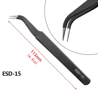 Precision Anti-Static Stainless Steel Tweezers Set - Smarsty