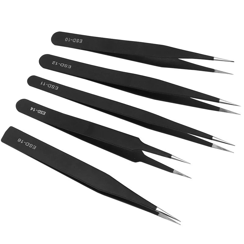 Precision Anti-Static Stainless Steel Tweezers Set - Smarsty