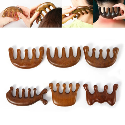 Natural Sandalwood Gua Sha Massage Comb for Stress Relief - Smarsty