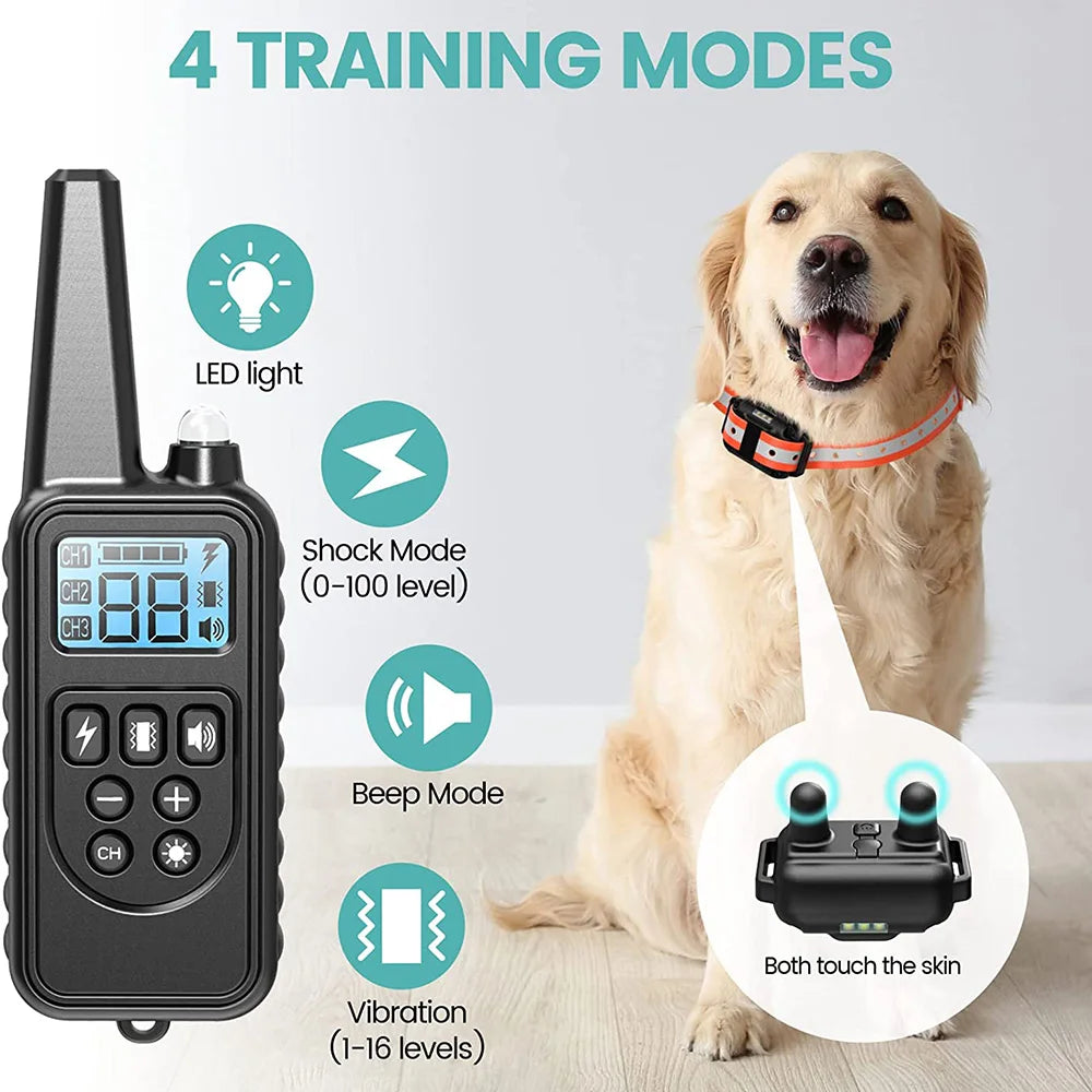 Rechargeable Electric Dog Training Collar with Detachable Bark Control - Smarsty