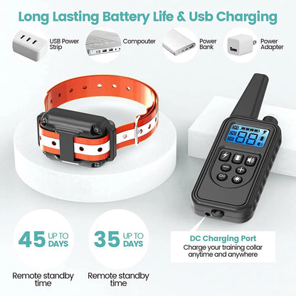 Rechargeable Electric Dog Training Collar with Detachable Bark Control - Smarsty