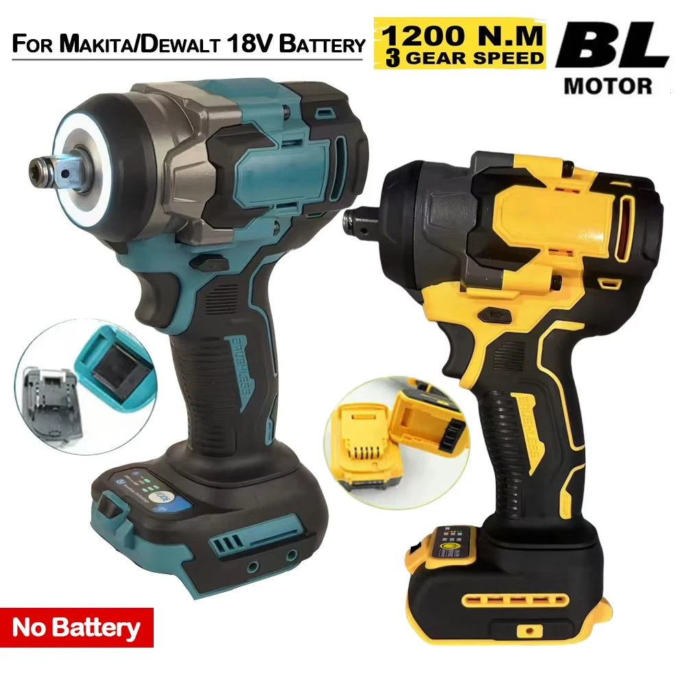 Brushless Electric Impact Wrench 1200N.M Cordless Power Tool - Smarsty