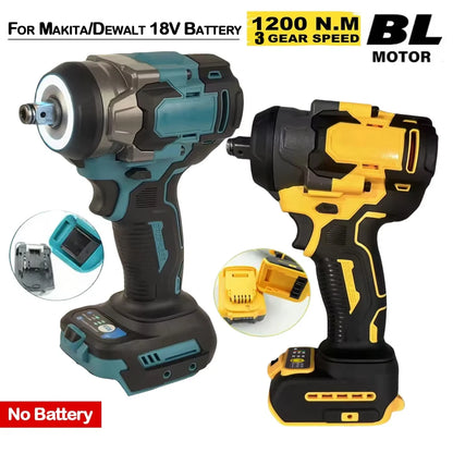 Brushless Electric Impact Wrench 1200N.M Cordless Power Tool - Smarsty