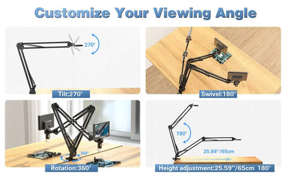 Adjustable Metal Microscope Arm Stand for Enhanced Stability - Smarsty