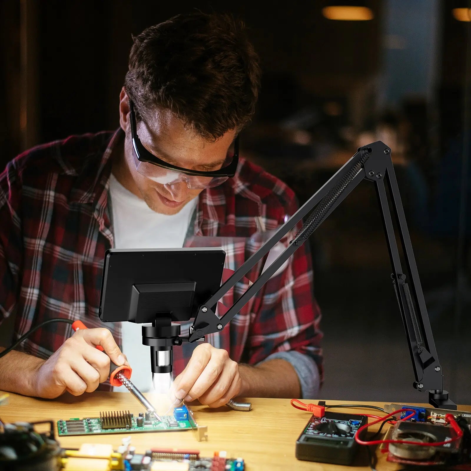 Adjustable Metal Microscope Arm Stand for Enhanced Stability - Smarsty