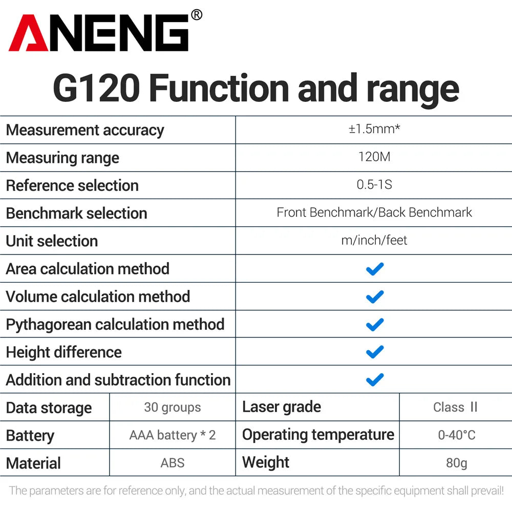 ANENG G120 High Precision Laser Rangefinder for Accurate Measuring - Smarsty