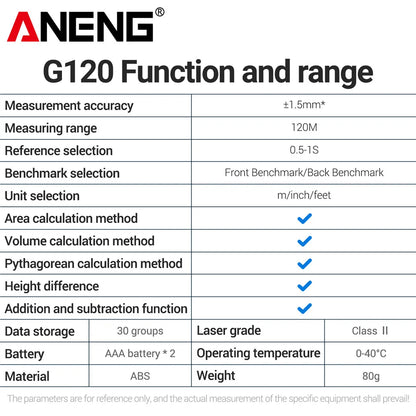 ANENG G120 High Precision Laser Rangefinder for Accurate Measuring - Smarsty
