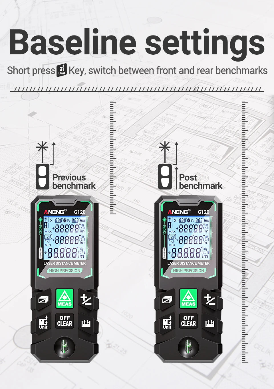 ANENG G120 High Precision Laser Rangefinder for Accurate Measuring - Smarsty