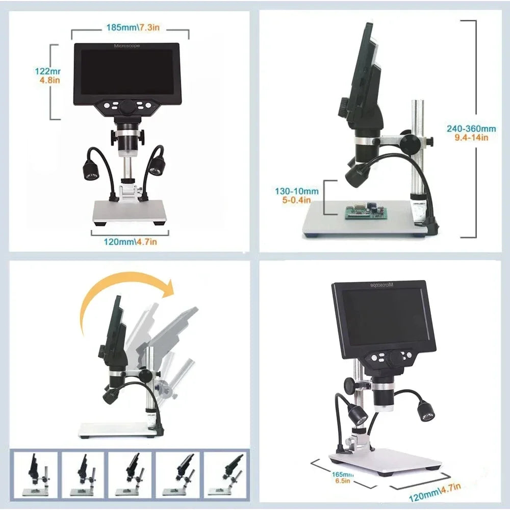 G1200 7 Inch Digital Microscope with Adjustable Stand - Smarsty