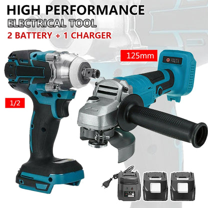 Brushless Electric Angle Grinder Combo Kit with Impact Wrench - Smarsty