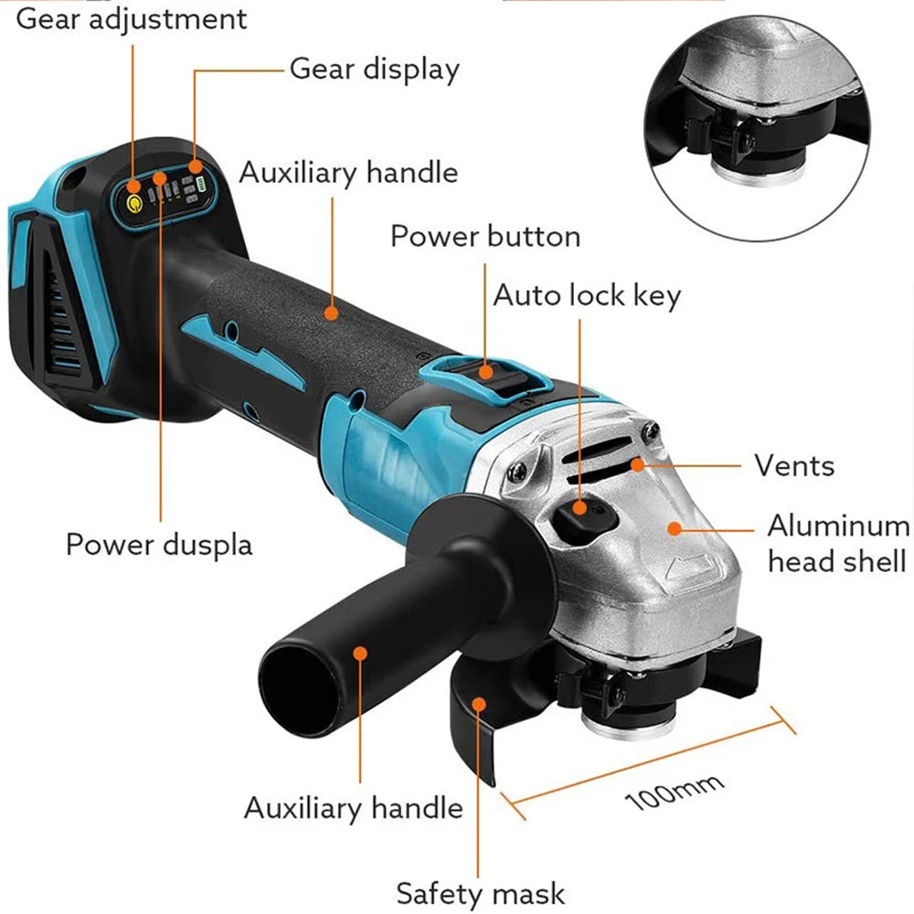 Brushless Electric Angle Grinder Combo Kit with Impact Wrench - Smarsty