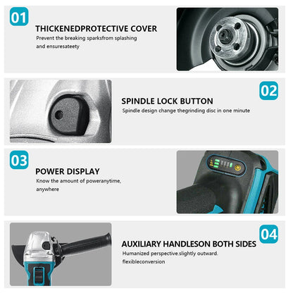 Brushless Electric Angle Grinder Combo Kit with Impact Wrench - Smarsty