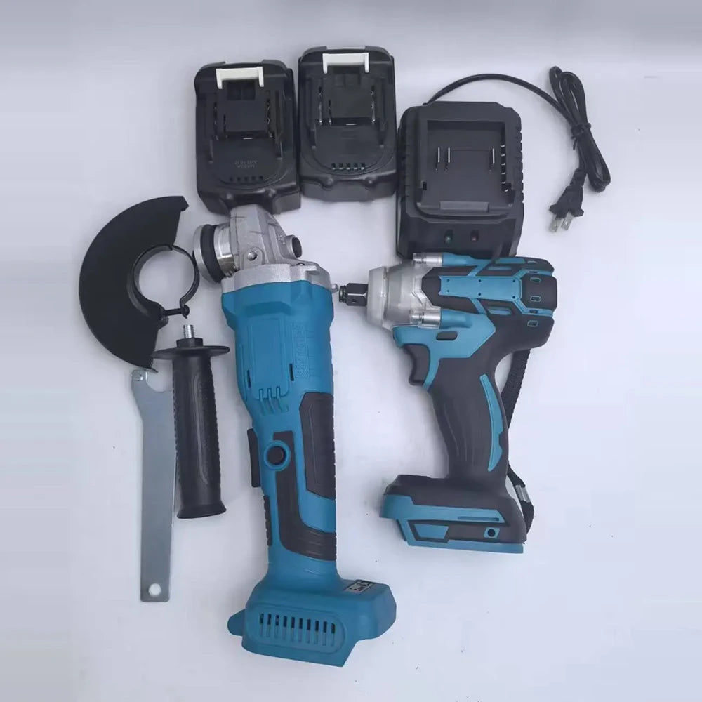 Brushless Electric Angle Grinder Combo Kit with Impact Wrench - Smarsty