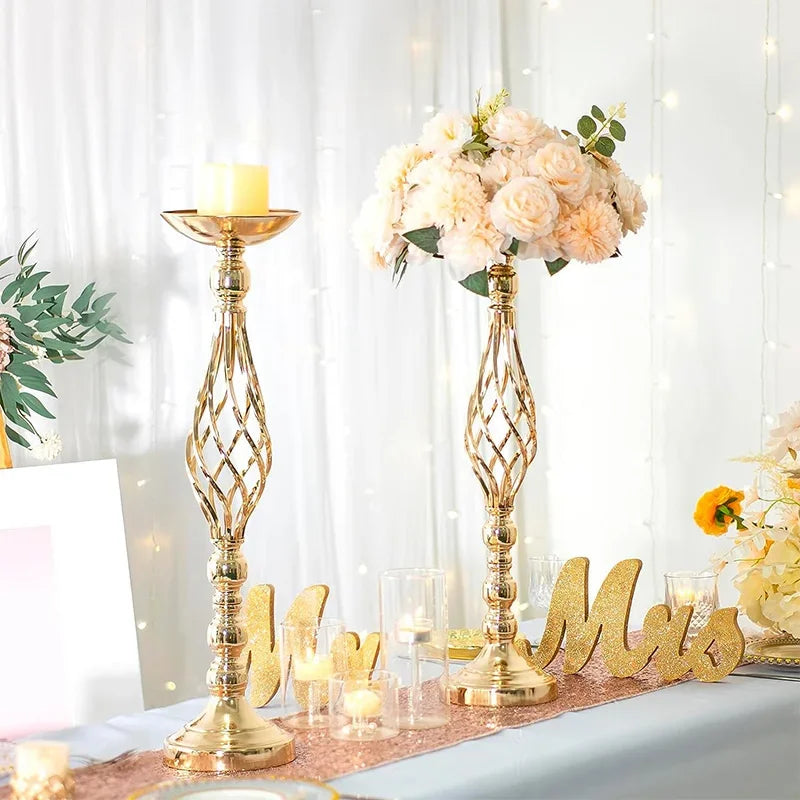Golden Iron Art Candle Holder for Wedding Decor - Smarsty