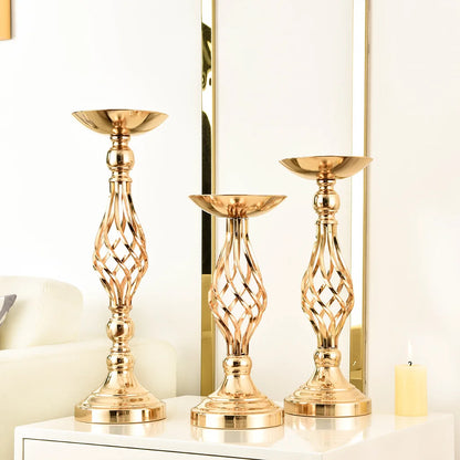 Golden Iron Art Candle Holder for Wedding Decor - Smarsty
