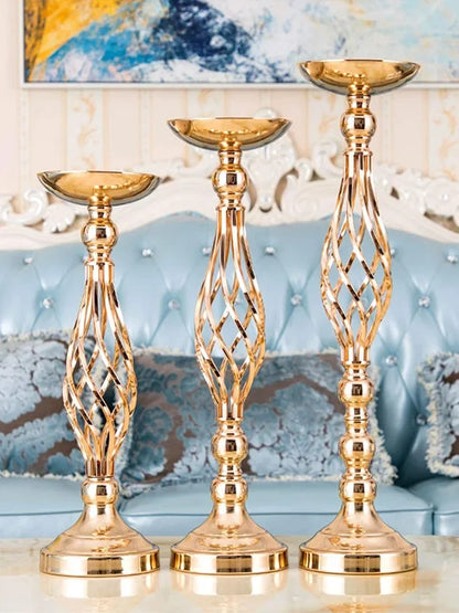 Golden Iron Art Candle Holder for Wedding Decor - Smarsty