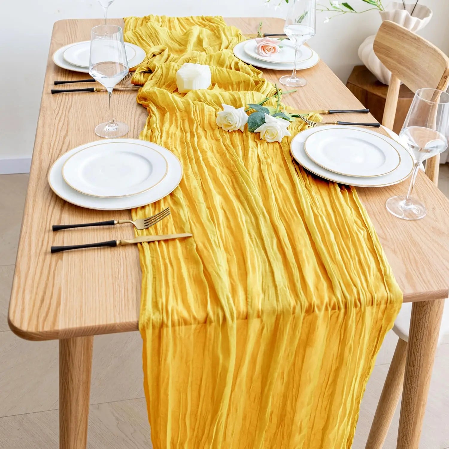 Boho Cheesecloth Table Runner Set for Weddings - Smarsty