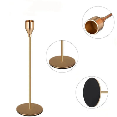 Elegant 3 Pcs Golden Metal Candle Holders Set - Smarsty