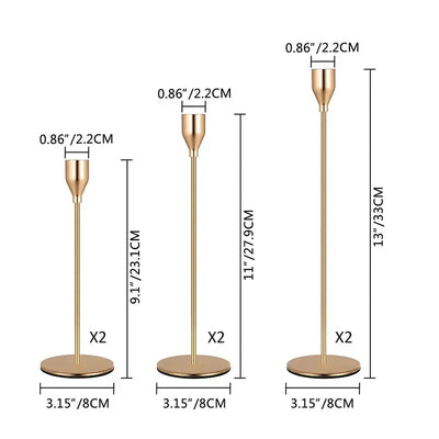 Elegant 3 Pcs Golden Metal Candle Holders Set - Smarsty