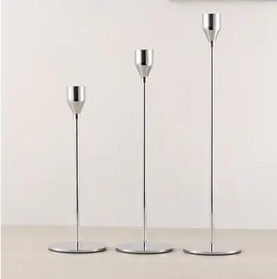 Elegant 3 Pcs Golden Metal Candle Holders Set - Smarsty