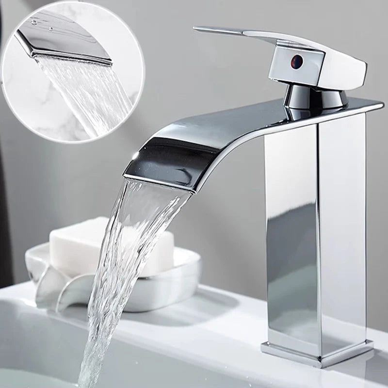 Stainless Steel Waterfall Basin Faucet with Hot and Cold Options - Smarsty
