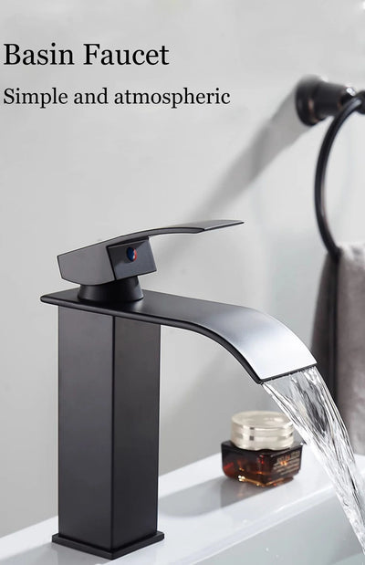 Stainless Steel Waterfall Basin Faucet with Hot and Cold Options - Smarsty