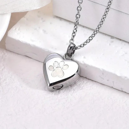 Pet Ashes Heart Necklace with Paw Print Memorial Pendant - Smarsty