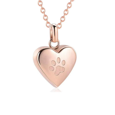 Pet Ashes Heart Necklace with Paw Print Memorial Pendant - Smarsty