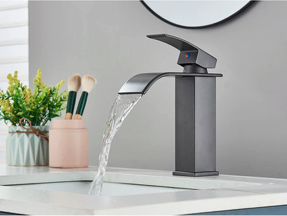 Brushed Gold Waterfall Bathroom Sink Faucet Mixer - Smarsty