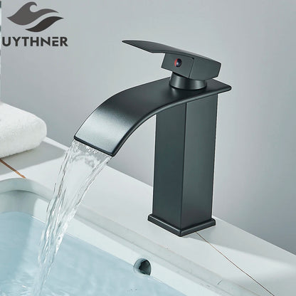 Brushed Gold Waterfall Bathroom Sink Faucet Mixer - Smarsty